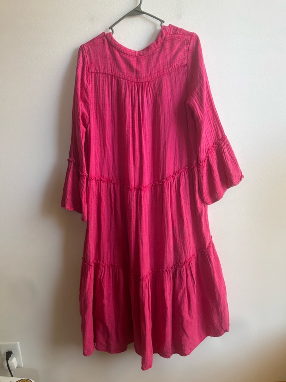 Faherty Hot Pink Tiered Midi Dress - Picture 3 of 4